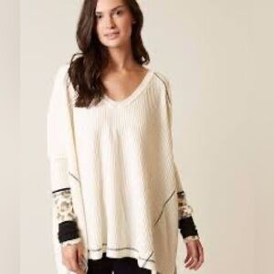 Free People | We The Free Cozy Oversized Thermal Waffle Knit Top Small Boho